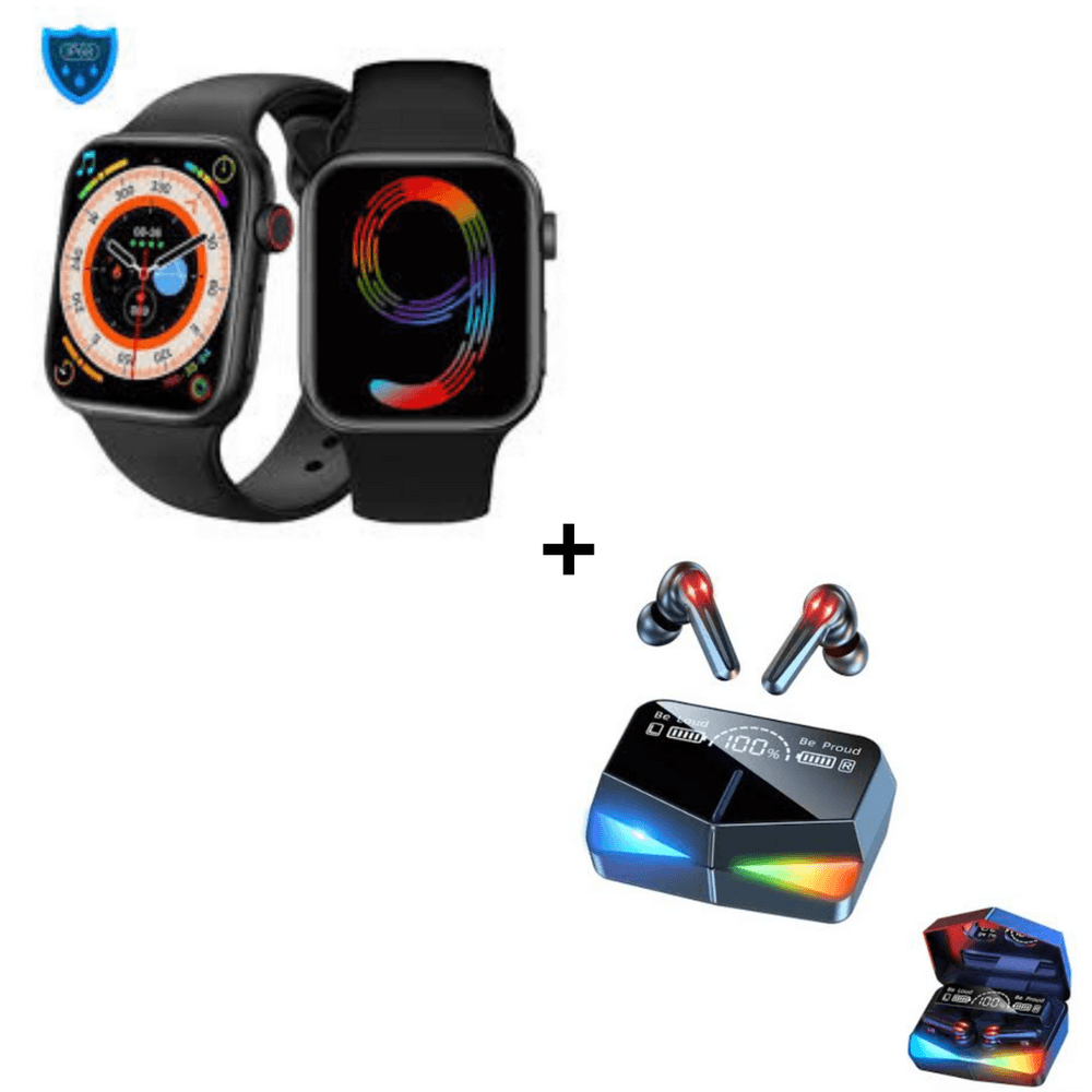 Combo Smartwatch I9 Pro Max S Negro + Audífonos Profesionales Inalámbricos M28