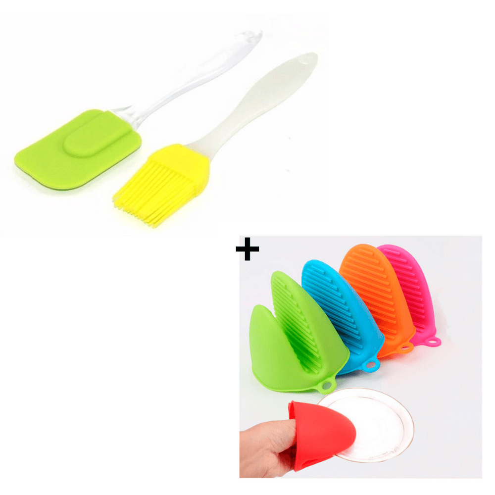 Combo Kit de Espátula con Brocha de Silicona + Manopla de Silicona para Ollas