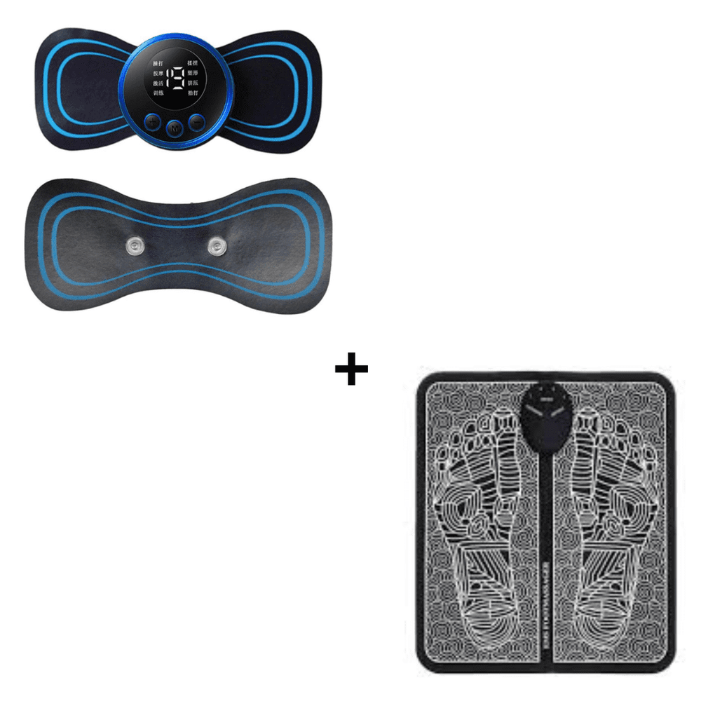 Combo Mini Masajeador Eléctrico + Masajeador Alfombra para Pies