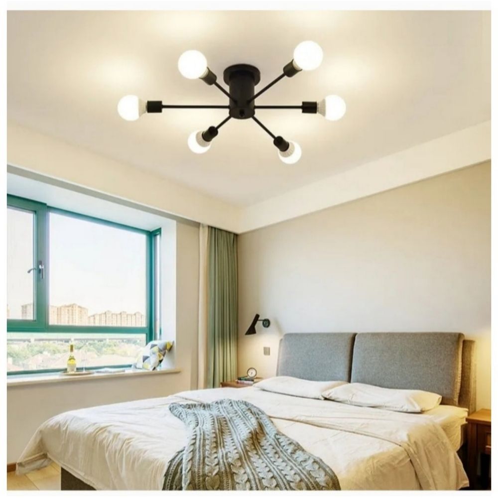 Lámpara de Techo Satélite Negro 6 Luces