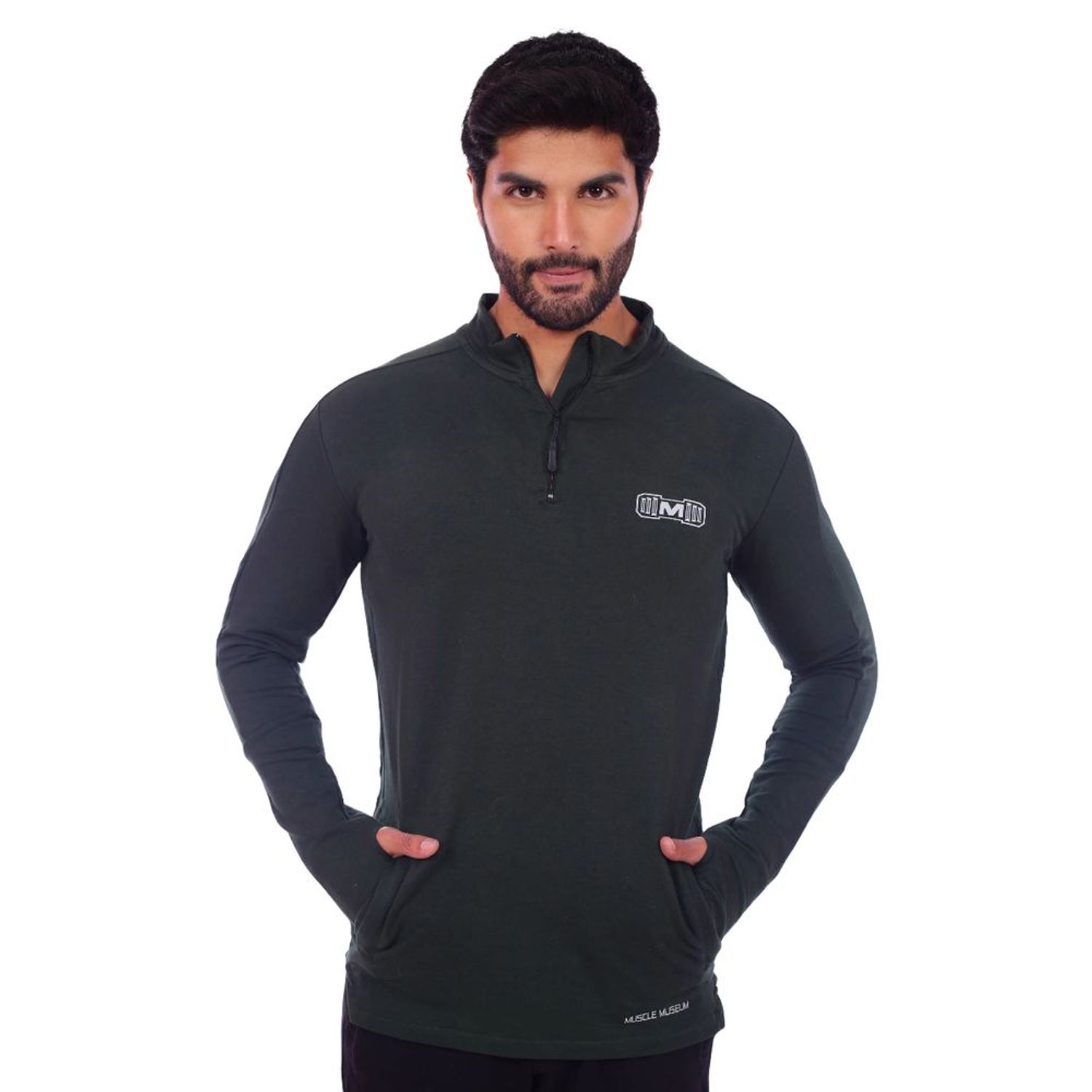 Polera Deportiva Slim Fit Color Gris para Hombre M MUSCLE MUSEUM