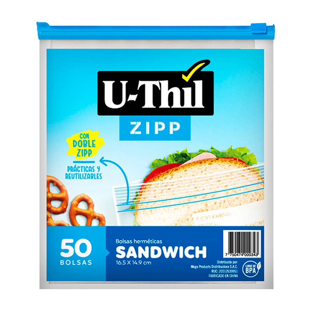 Bolsa Zipp Chica 50 unidades 16.5x14.9cm Uthil