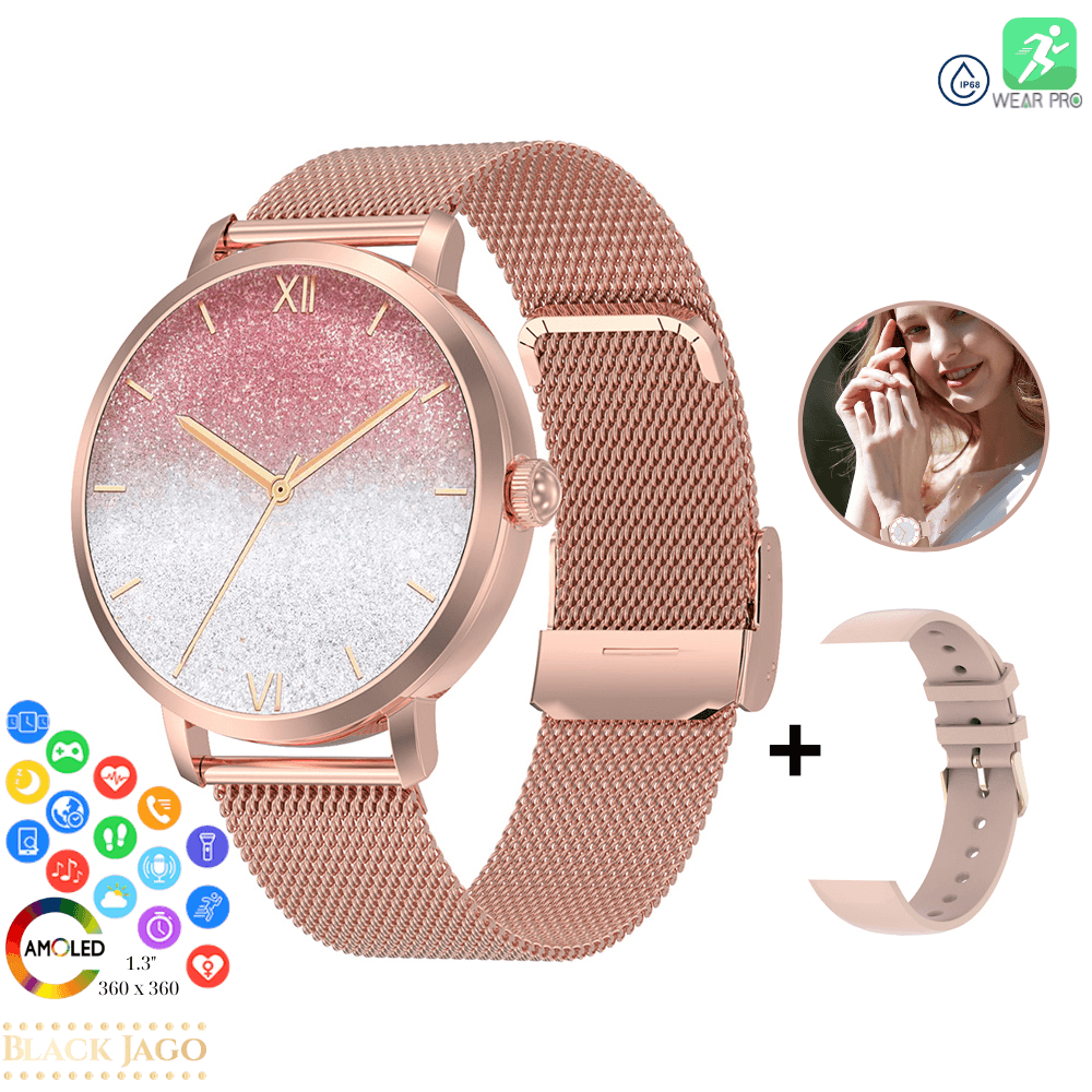 Smartwatch DTS Doble Correa Rosa Y Dorada