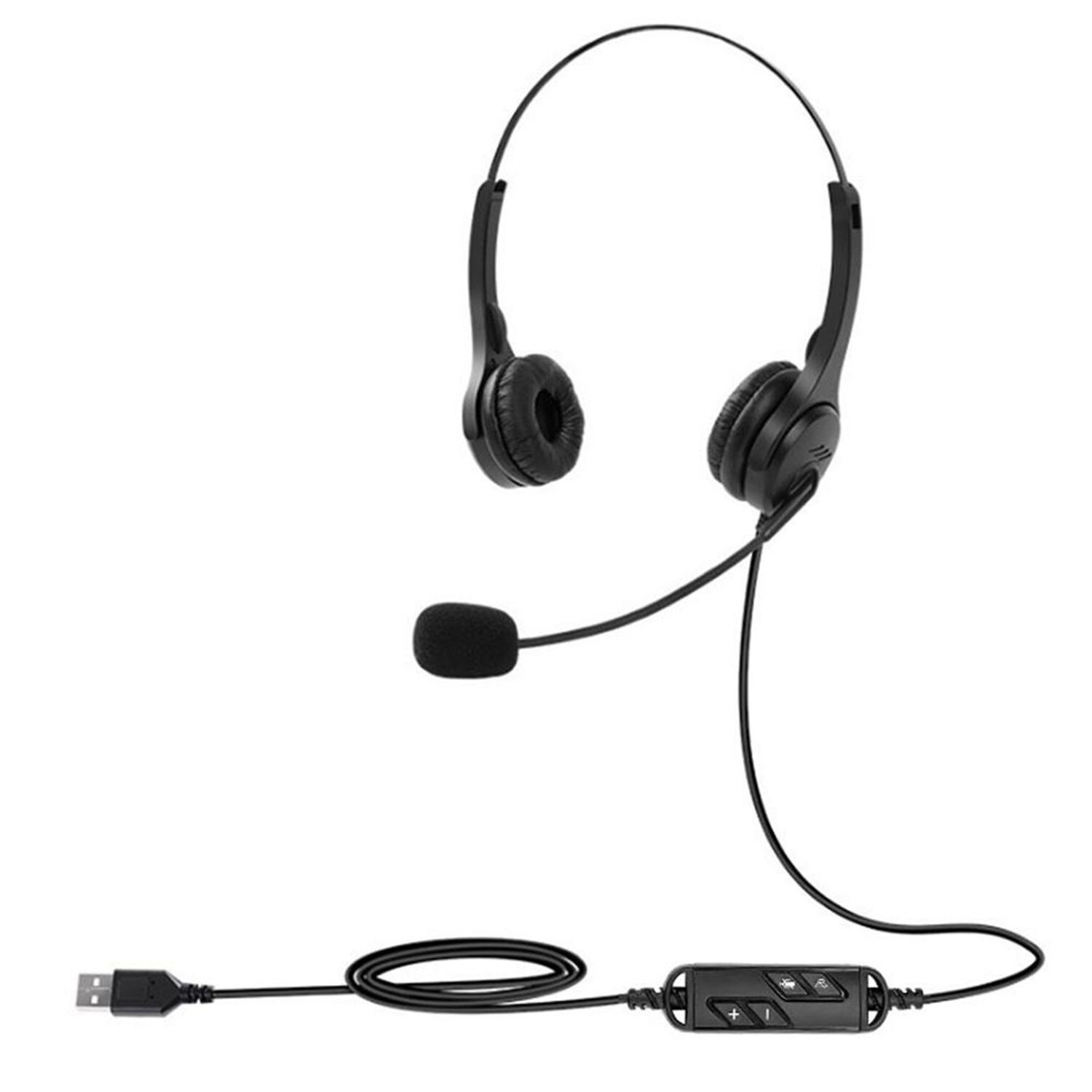 Conjunto auriculares-micrófono para PC y oficina, estéreo, negro