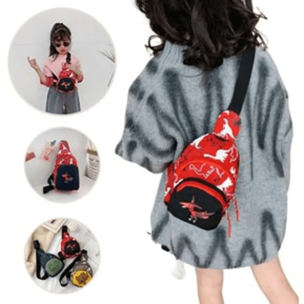Morral Mini Mochila Riñonera para niños de Dinosaurio Rojo
