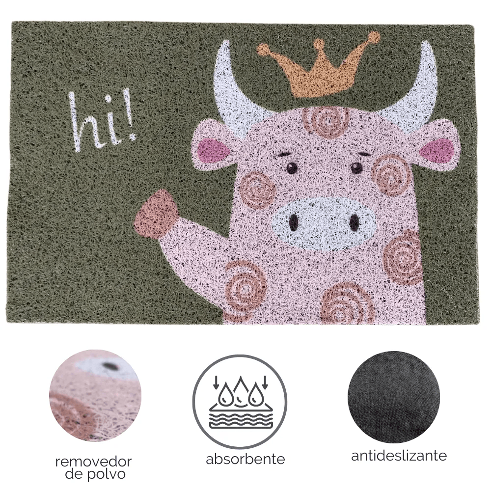 Alfombra Piso Absorbente de Baño Dormitorio Mascotas Vaquita -V