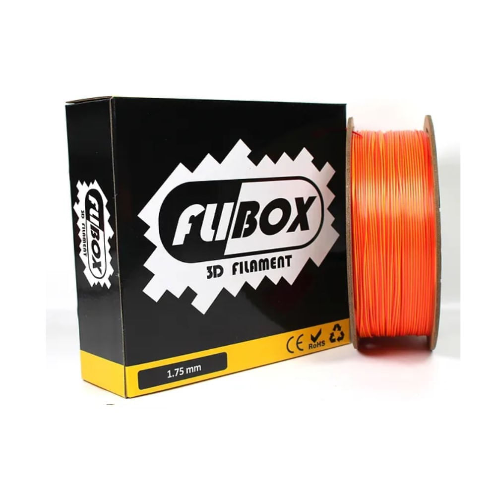 Filamento 3D PLA Sedoso Dual Color 1.75mm 1Kg Flibox Rojo Amarillo