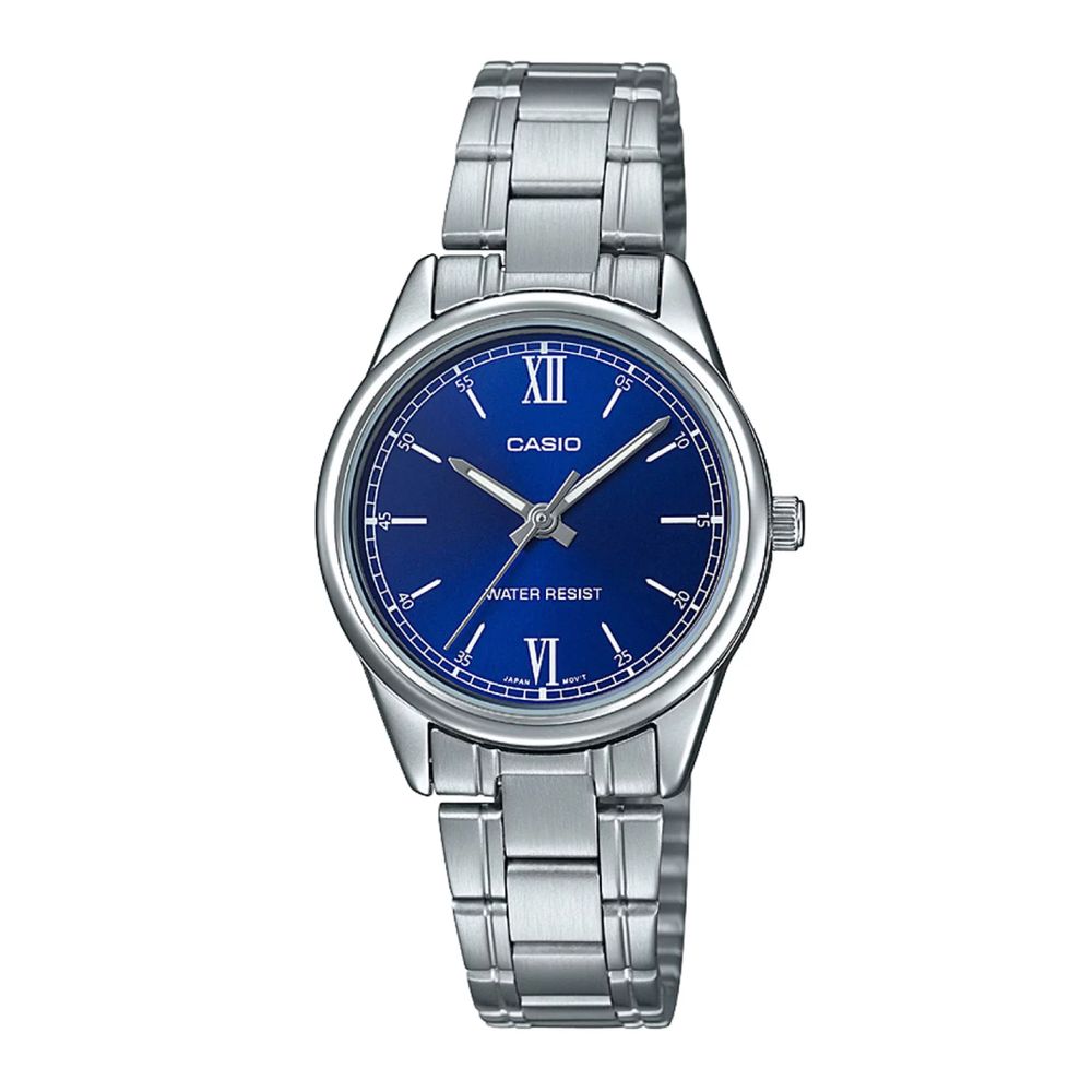 Reloj Casio Mujer Plateado Fondo Azul LTP-V005D-2B2 I Oechsle - Oechsle
