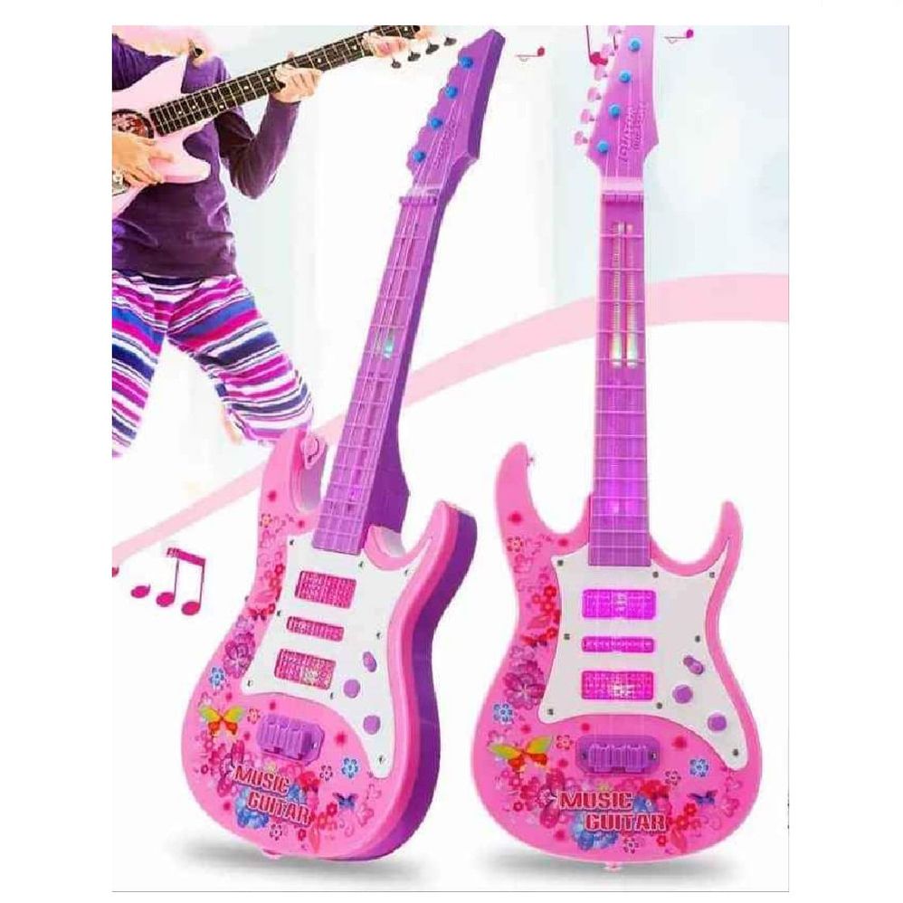 Guitarra Dinamica con Luz y Musica a Pilas para Ninas Color Rosado I Oechsle Oechsle