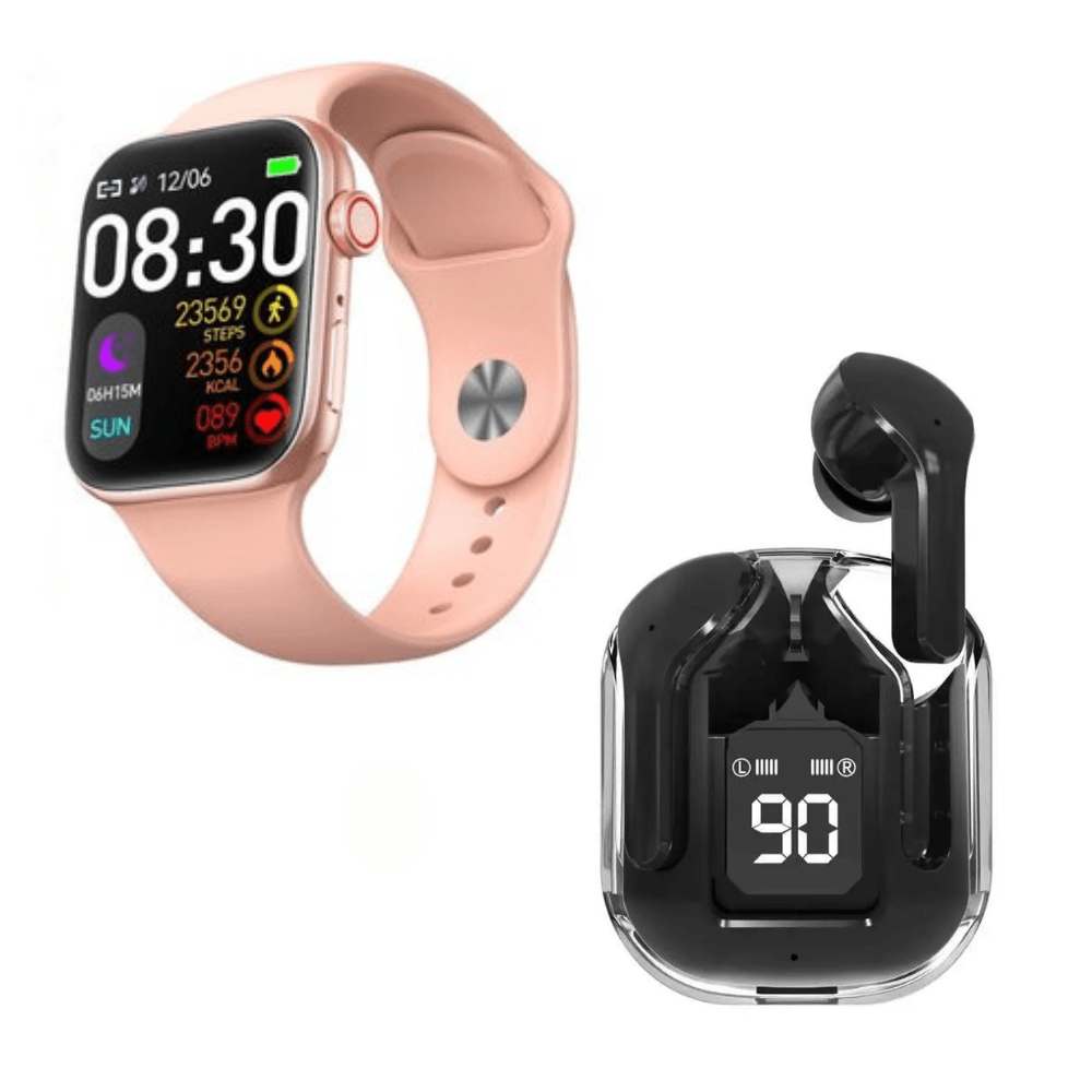 Pack Smartwatch T900 Pro Max L Serie 9 Rosado y Audífonos Air 31 Negro