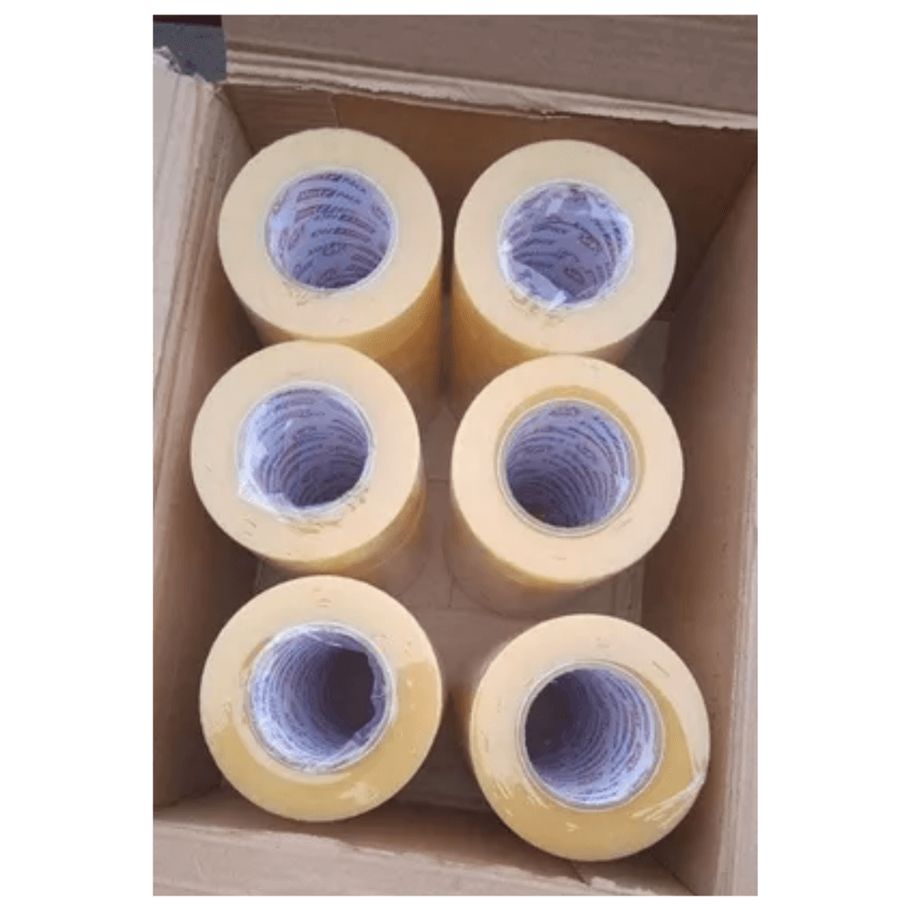 Telas Por Metros Caja 6 Rollos Cinta Embalaje Transparente - 2" X 110 Yardas, Adhesivo Fuerte Disco Duro 6 TB