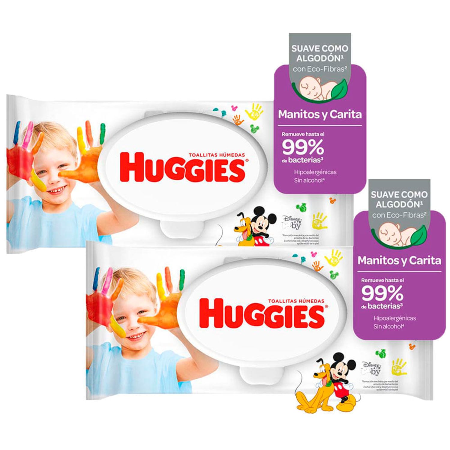 Pack Toallitas H medas HUGGIES Manitos y Carita Paquete 80 x 2un