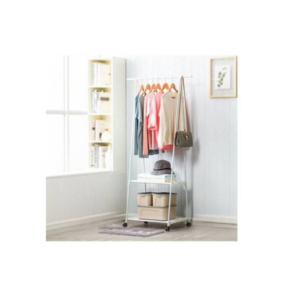 Zapatera Colgador de Ropa Triangular 2 niveles con Rueda