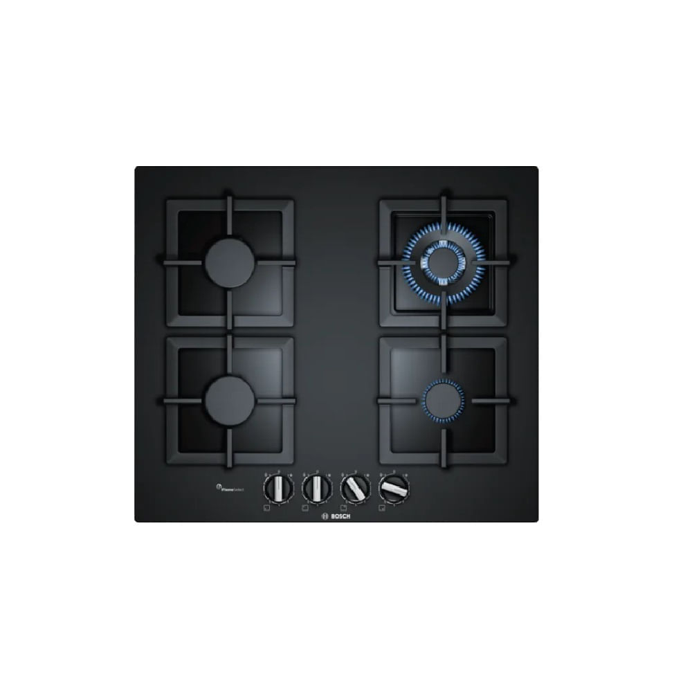 Cocina Bosch PPH6A6B20 Empotrable a Gas 60 cm Vidrio Templado Negro