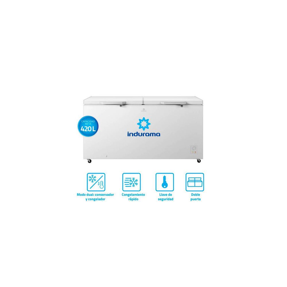 Congeladora Horizontal Defrost de 420 Litros de Dos Puertas Indurama CI-420BL Blanco