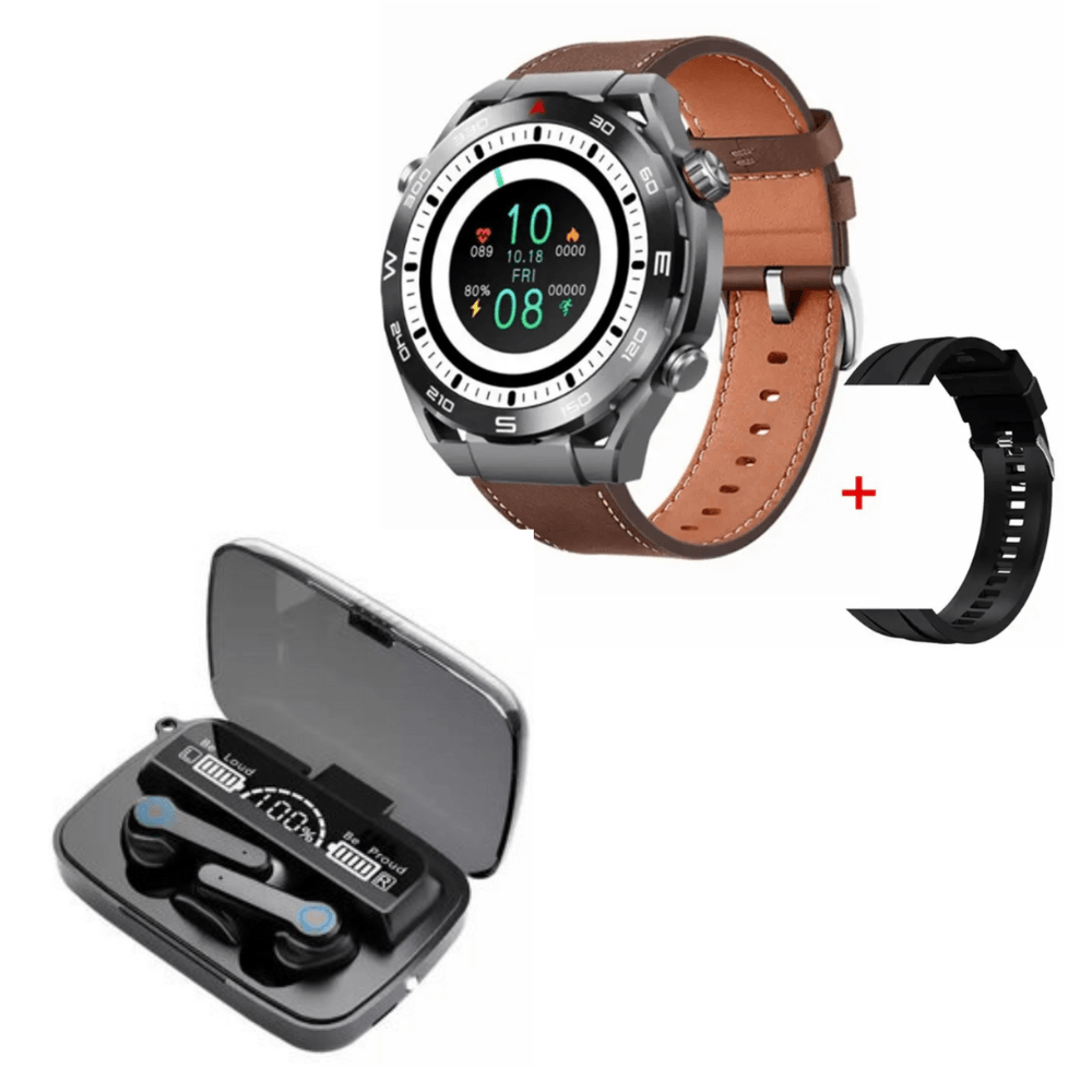 Pack Smartwatch HK5 Hero Negro GPT + Correa y Audífonos M19