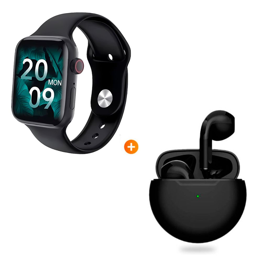 Smartwatch T900 Max GE Acuático Negro + Audífonos Bluetooth Pro 6 Negro