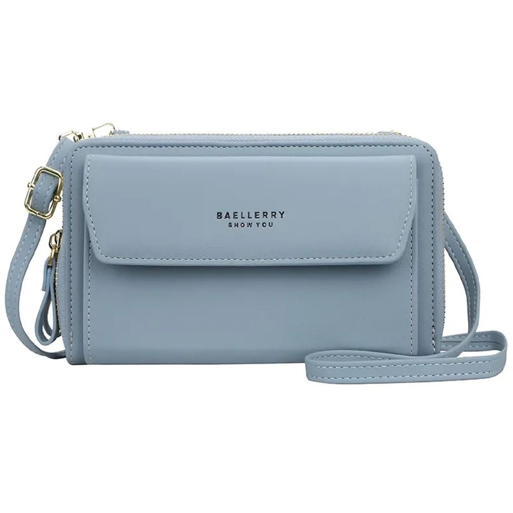 Cartera Billetera para Mujeres Cuero PU Baellery Original Celeste