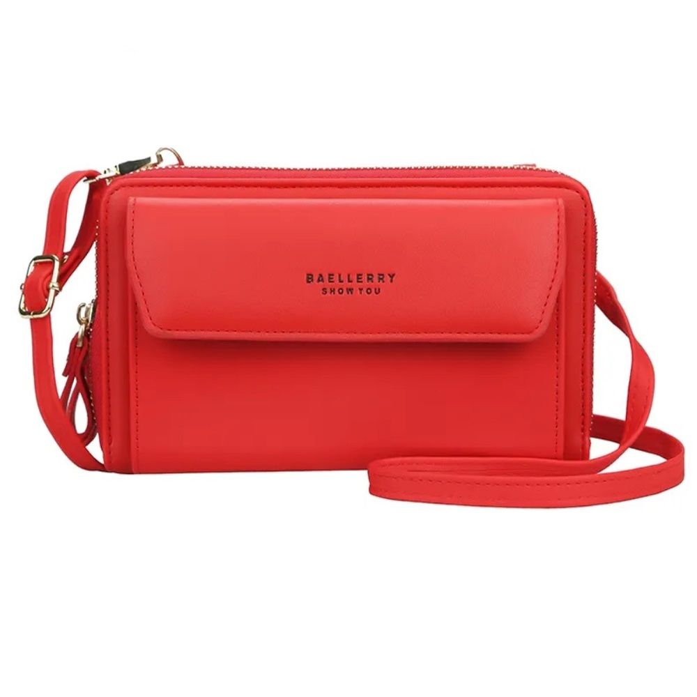 Cartera Billetera para Mujeres Cuero PU Baellery Original Rojo