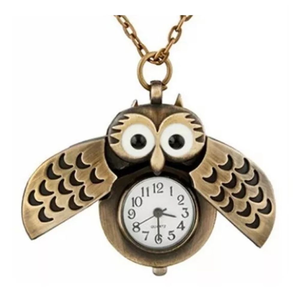 Reloj Collar Buho Genérico Dorado