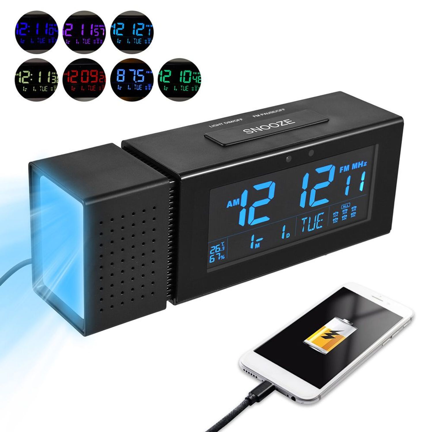 Mesilla USB carga electrónica despertador dormitorio estudiante Snooze  reloj electrónico despertador digital