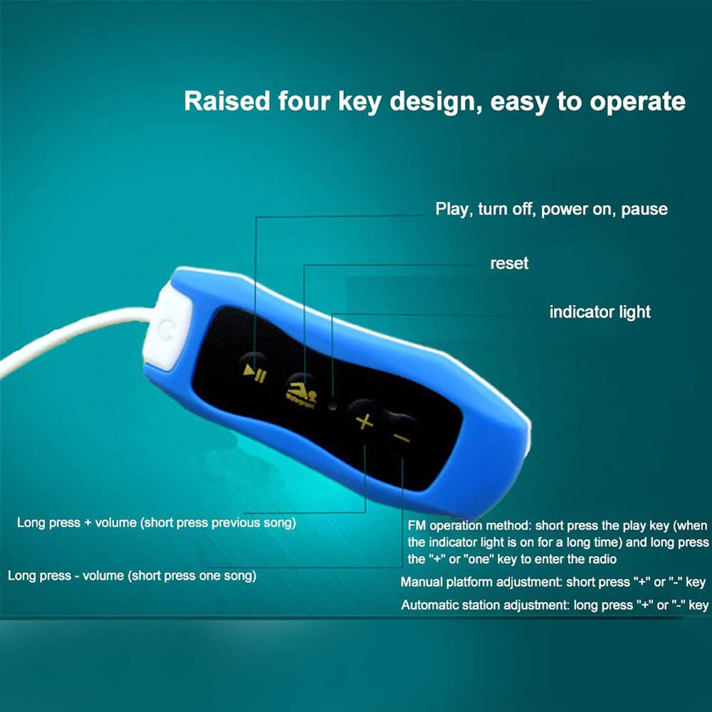 Reproductor de MP3 a prueba de agua, 8GB para natación