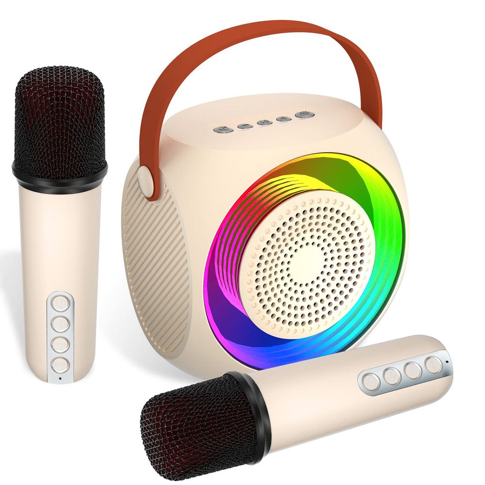  Máquina de karaoke para Niños y Adultos - Micrófono Inalámbrico  - Altavoz - Disco Ball, 2 Micrófonos Bluetooth inalámbricos, Soporte para  Teléfono/Tablet - para Niños por KaraoKing : Instrumentos Musicales