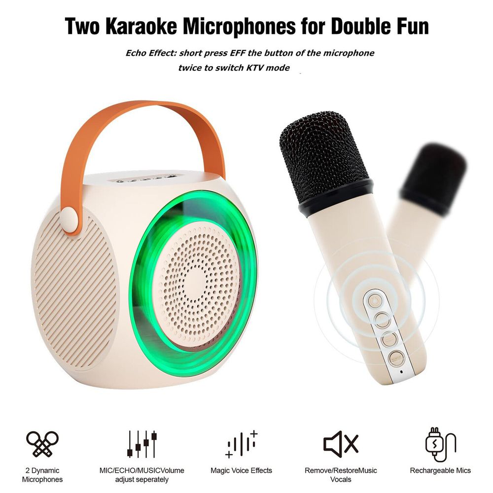 Maquina De Karaoke Bluetooth Con 2 Microfonos Inalambricos P