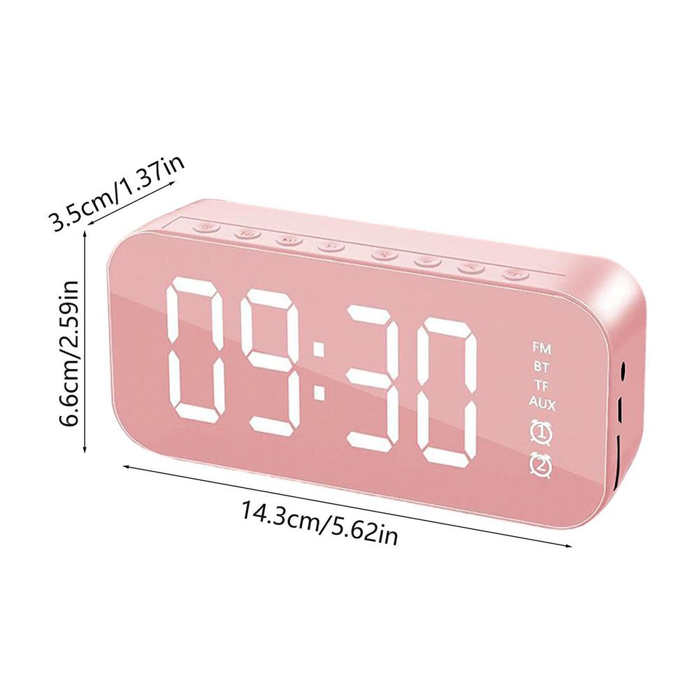 Reloj Despertador Altavoz Bluetooth Pantalla Digital Sonido Estéreo  Pantalla De Espejo Led Rosa I Oechsle - Oechsle