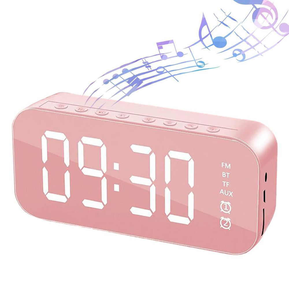 Reloj Despertador Altavoz Bluetooth Pantalla Digital Sonido Estéreo  Pantalla De Espejo Led Rosa I Oechsle - Oechsle