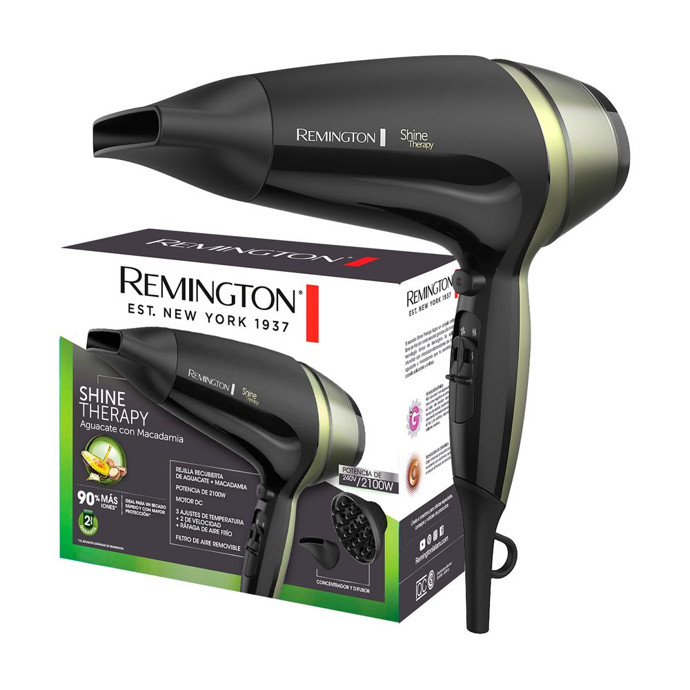 Secador-Remington-D13A-Shine-Therapy-Aguacate-con-Macadamia Secador-Remington-D13A-Shine-Therapy-Aguacate-con-Macadamia