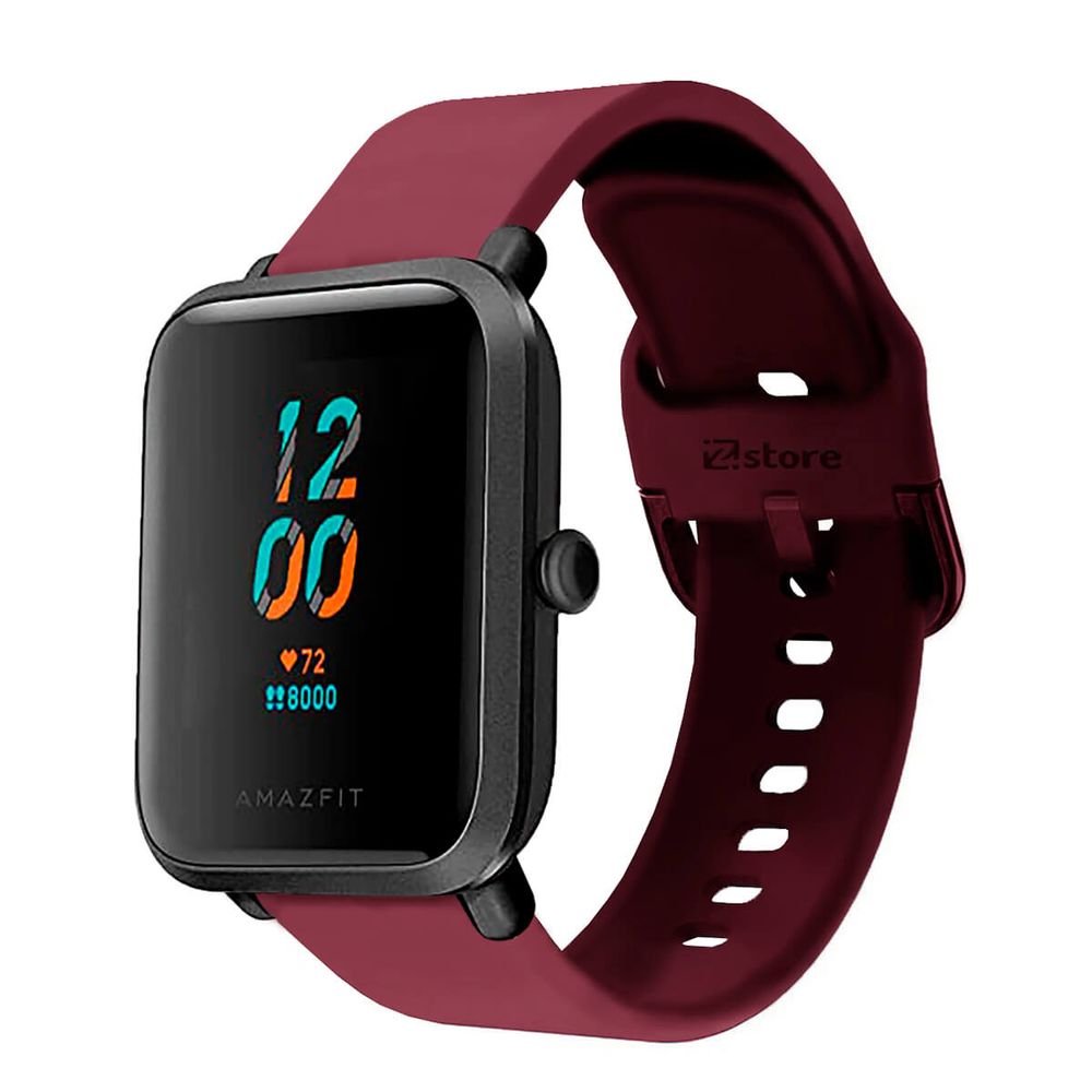 Correa Compatible Con Amazfit Bip S Vino Rojo Evilla 20mm