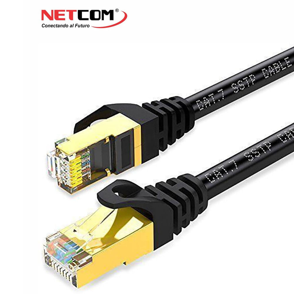 Cable de Red Cat 7 Netcom Rj45 10 Gbps 40 Metros Patch Cord 100% Cobre