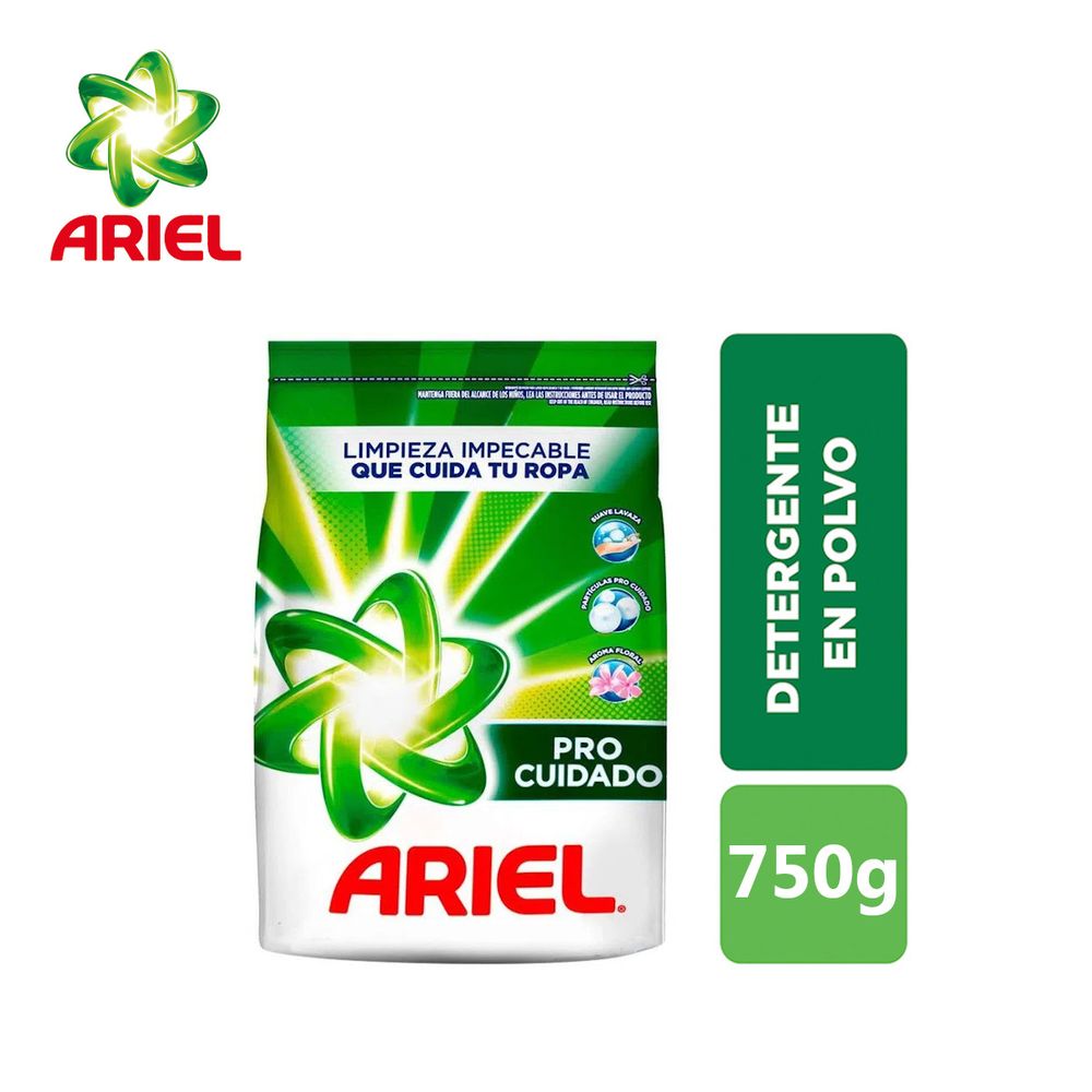 Detergente en Polvo Ariel 750 Gramos Pro Cuidado
