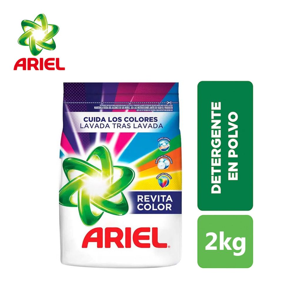 Detergente en Polvo Ariel 2 kilos Revitacolor