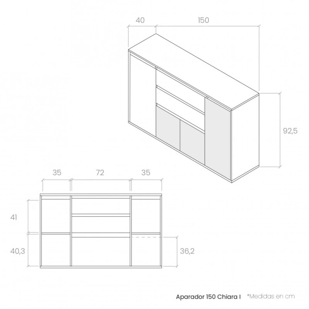 Mueble TV dos puertas y dos cajones 150 cm CHIARA