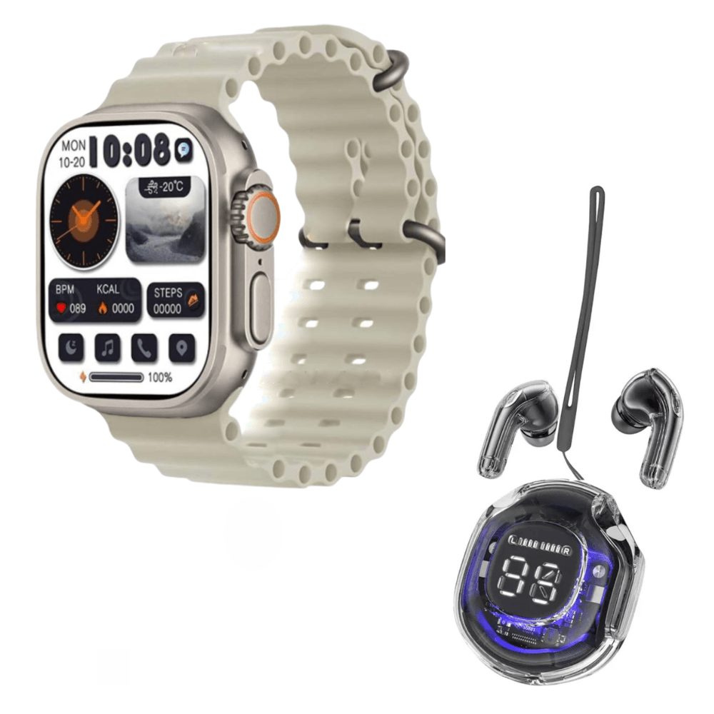 Pack Smartwatch Hello Watch 3 Beige 4GB Amoled Acuatico y Audífonos Air 39 Negro