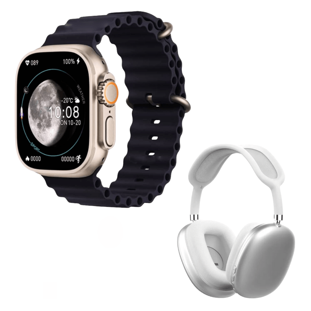 Pack Smartwatch Hello Watch 3 Negro 4GB Amoled Acuatico y Audífonos Air 31 Blanco