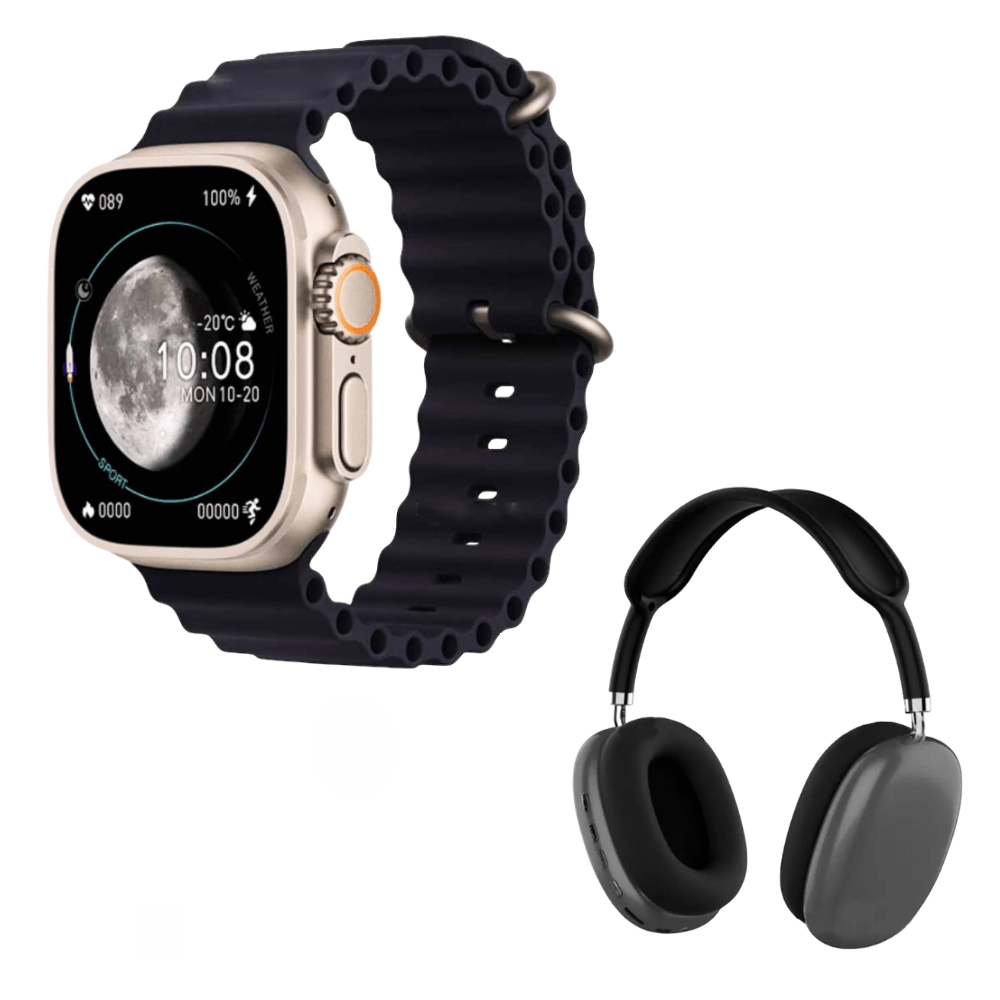 Pack Smartwatch Hello Watch 3 Negro 4GB Amoled Acuatico y Audífonos P9 Negro
