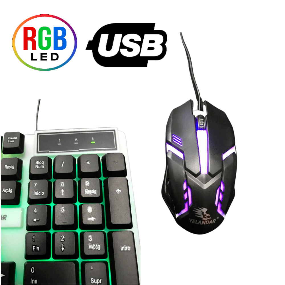 Combo teclado y mouse gamer iluminado USB