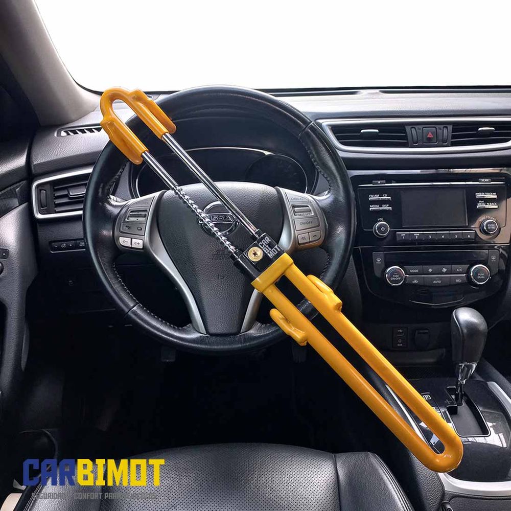 Seguro Bloqueo Traba Timón Volante Antirrobo Sf para Timones de Autos y Vehículos Amarillo