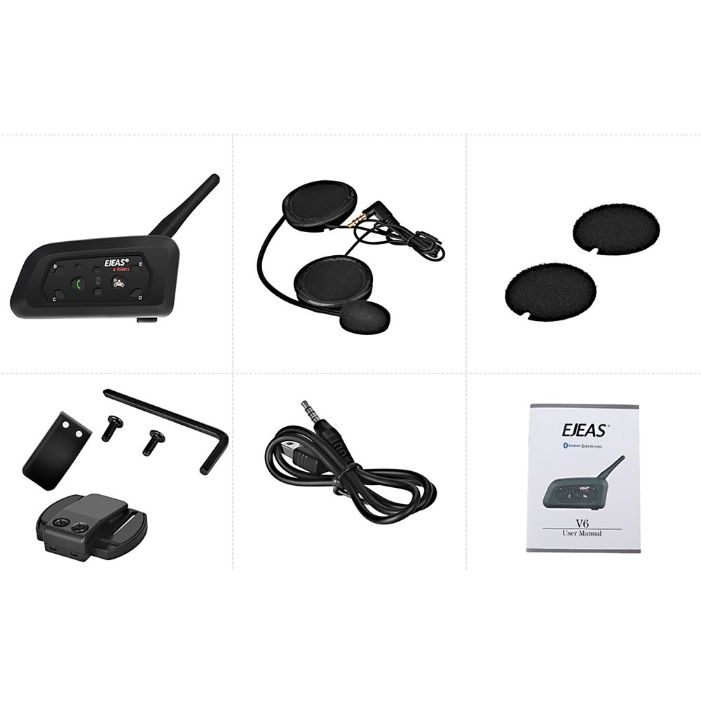 Intercomunicador Bluetooth Auricular Ejeas 2 Pcs V6 Pro Intercomunicador  Casco De Motocicleta I Oechsle - Oechsle