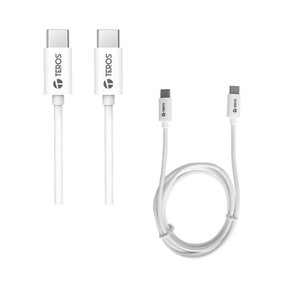 Cable USB Teros TE-70209W Tipo C - Tipo C 3A 60W Max Blanco
