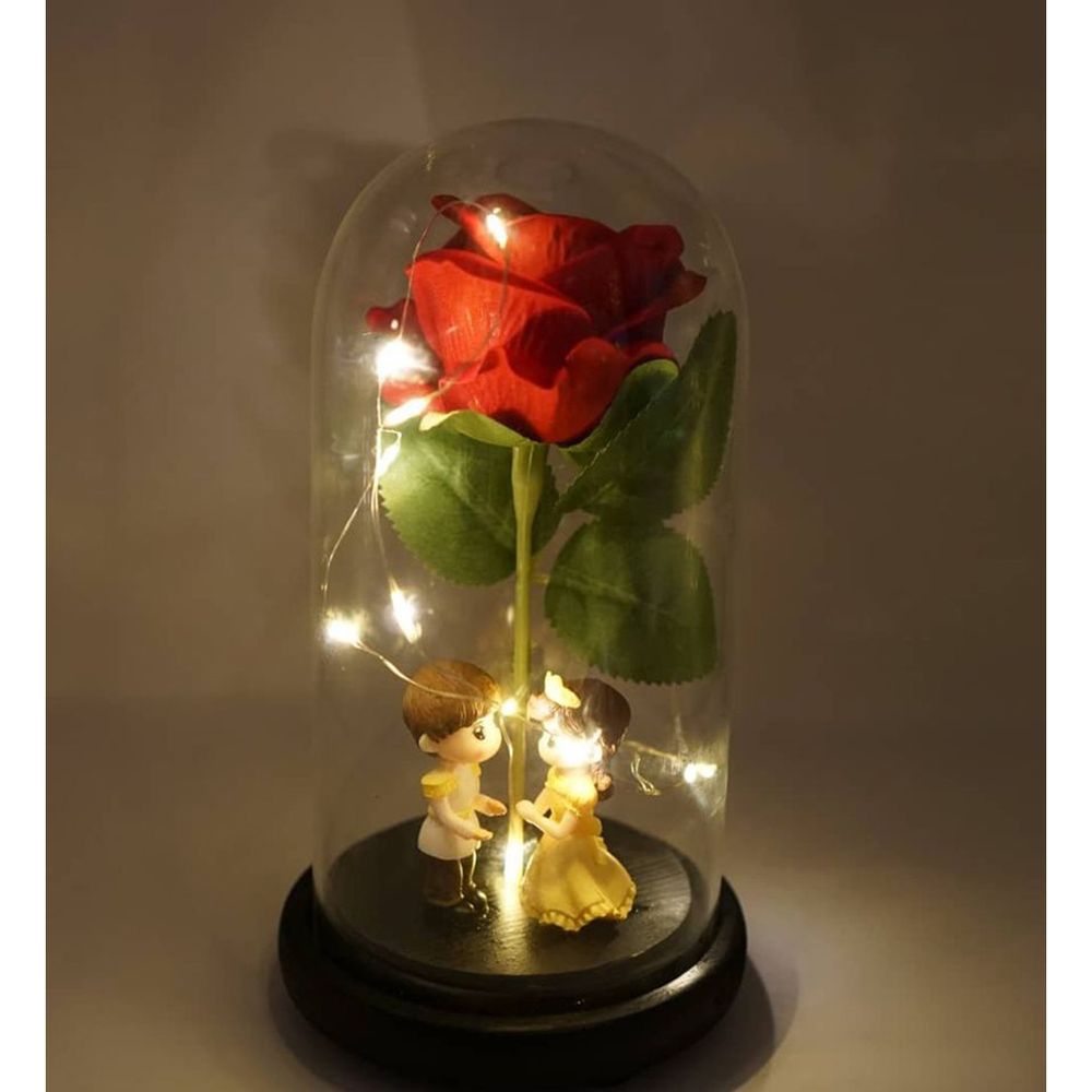 Rosa Eterna Arreglo 3 Rosas Con Luz Y Placa