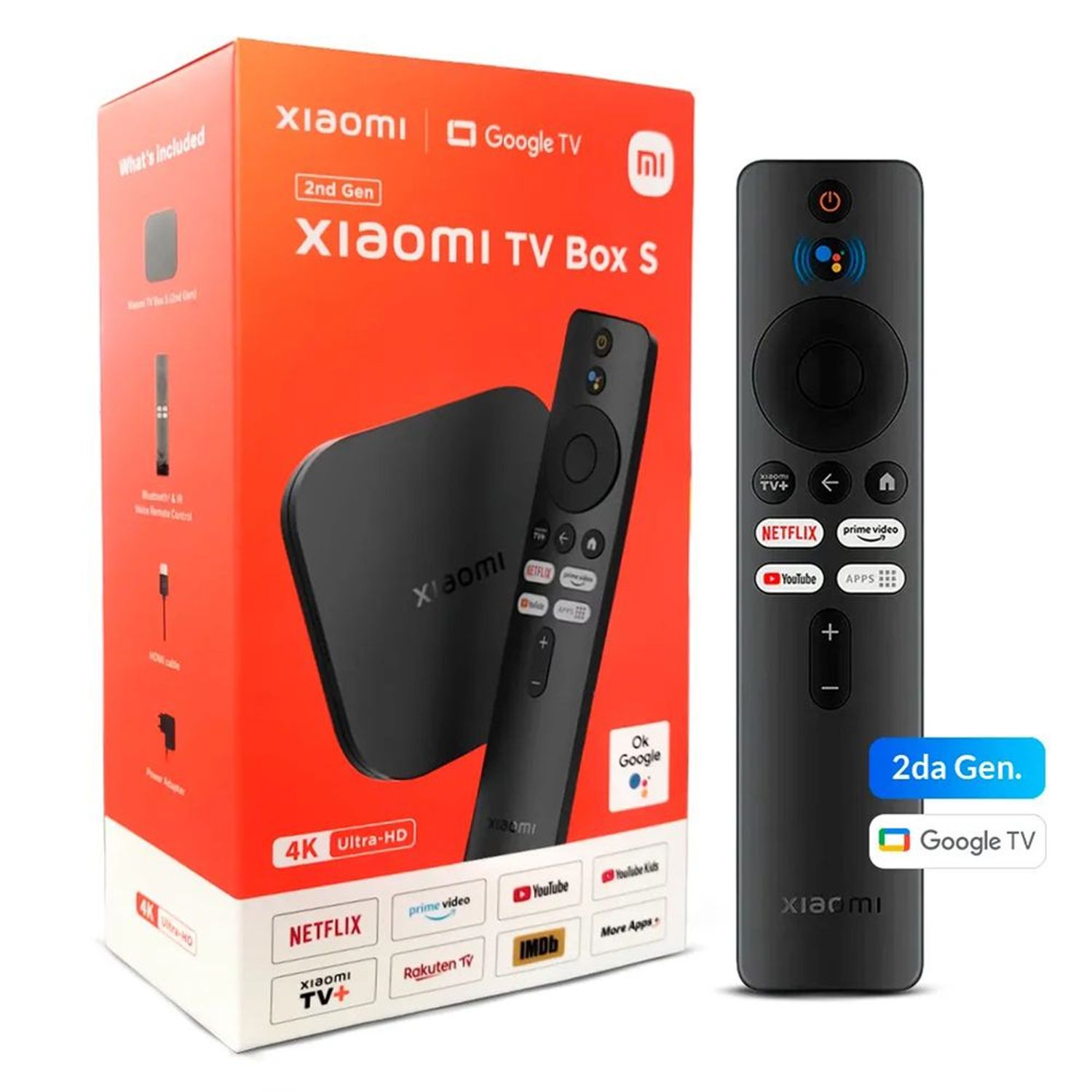  Xiaomi TV Box S (2ª generación) 4K Ultra HD Reproductor  multimedia, Google TV Box con 2 GB de RAM 8 GB ROM, WiFi dual 2.4G/5G,  Bluetooth 5.2 y Dolby Atmos y