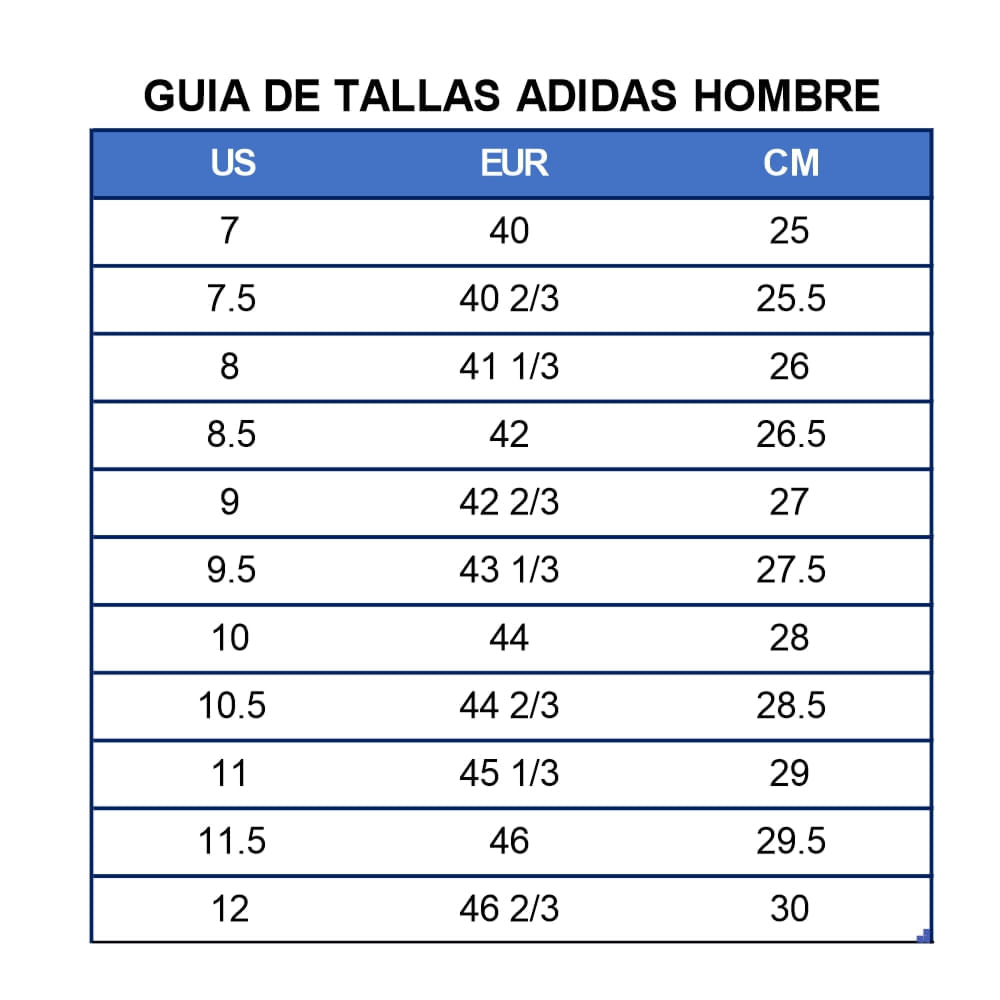 Talla de fashion zapatillas adidas hombre