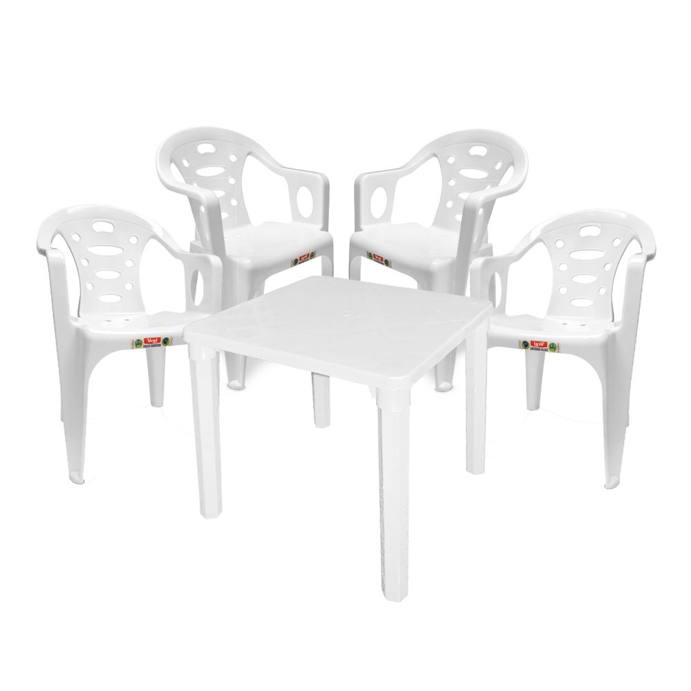 Un conjunto alegre de mesa y sillas para la cocina