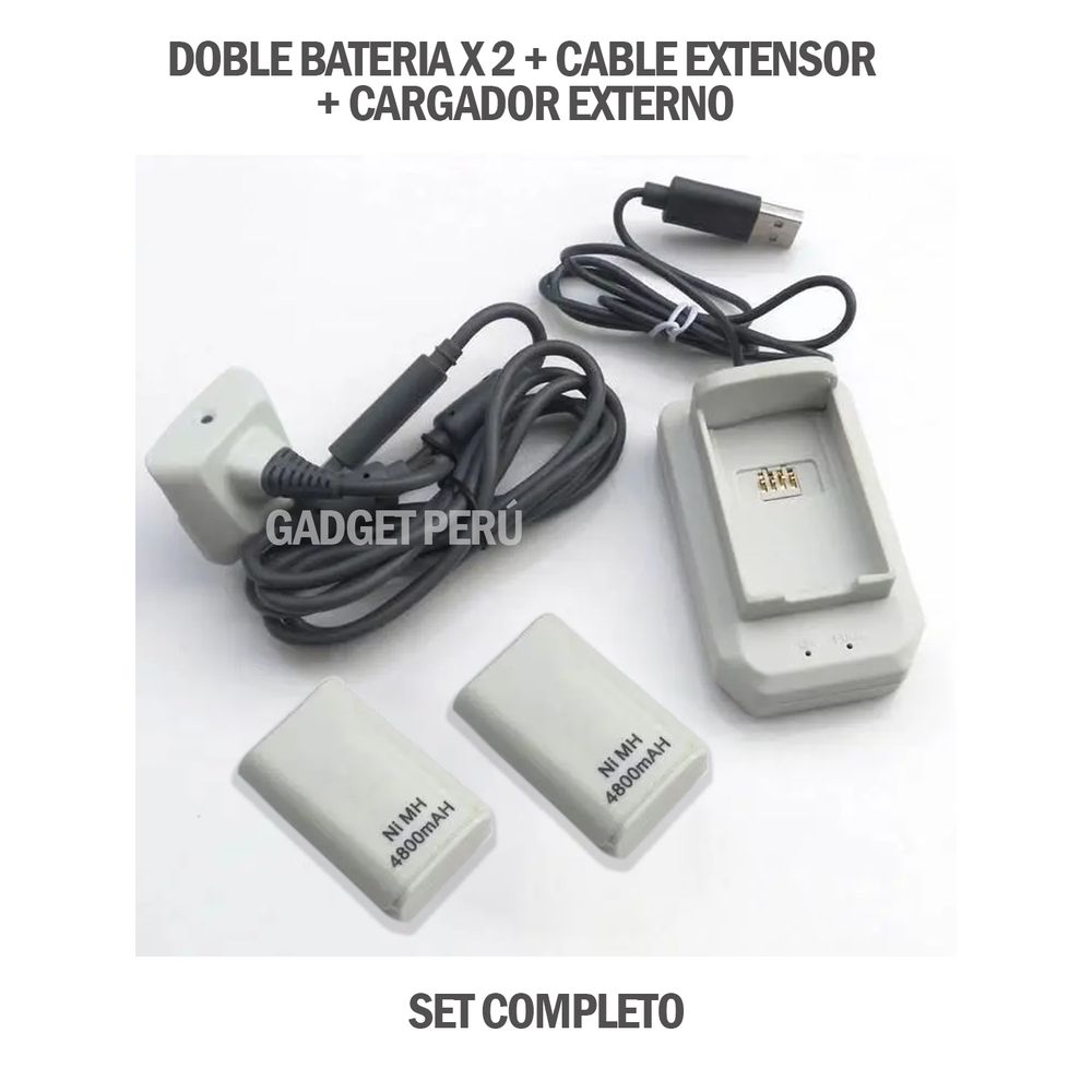 Bateria Mando Xbox 360 + Cable + Cargador Kit Completo