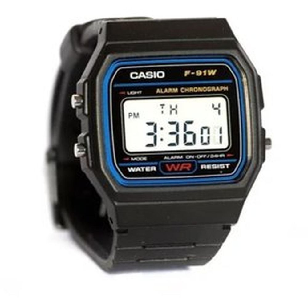 Reloj clásico Casio F91W-1 Correa de resina digital Negra Hombre I