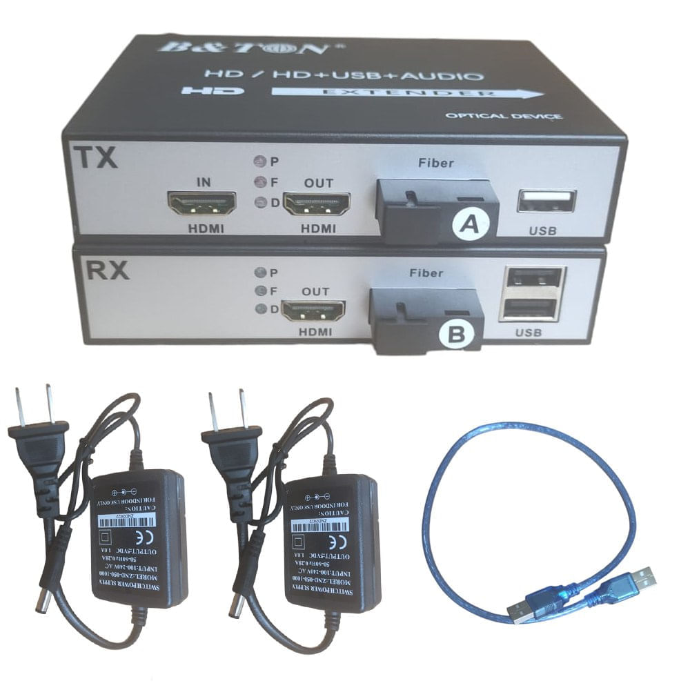 Extensión Extender HDMI Fibra Optica KVM Hasta 20 Kilómetros 1080 USB